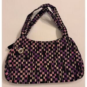 The Sak Purple Woven Shoulder Bag 2 Pocket w/ Bag Charm 13x7
